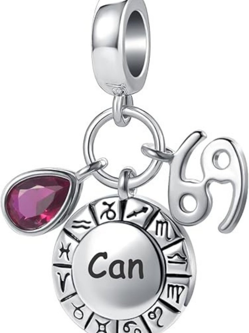 Cancer Zodiac Sign Charm Teardrop Birthstone Bead for Pandora Bracelet